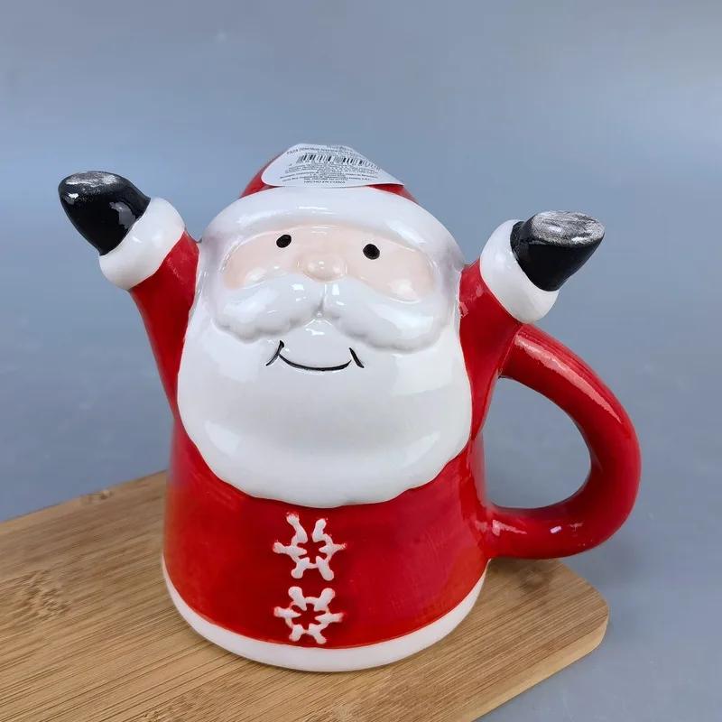 Santa Claus 3D Relief Ceramic Mug, Cute Snowman Coffee Cup, Office Breakfast Milk Mugs, Fun Couple Water Cups Christmas Gift