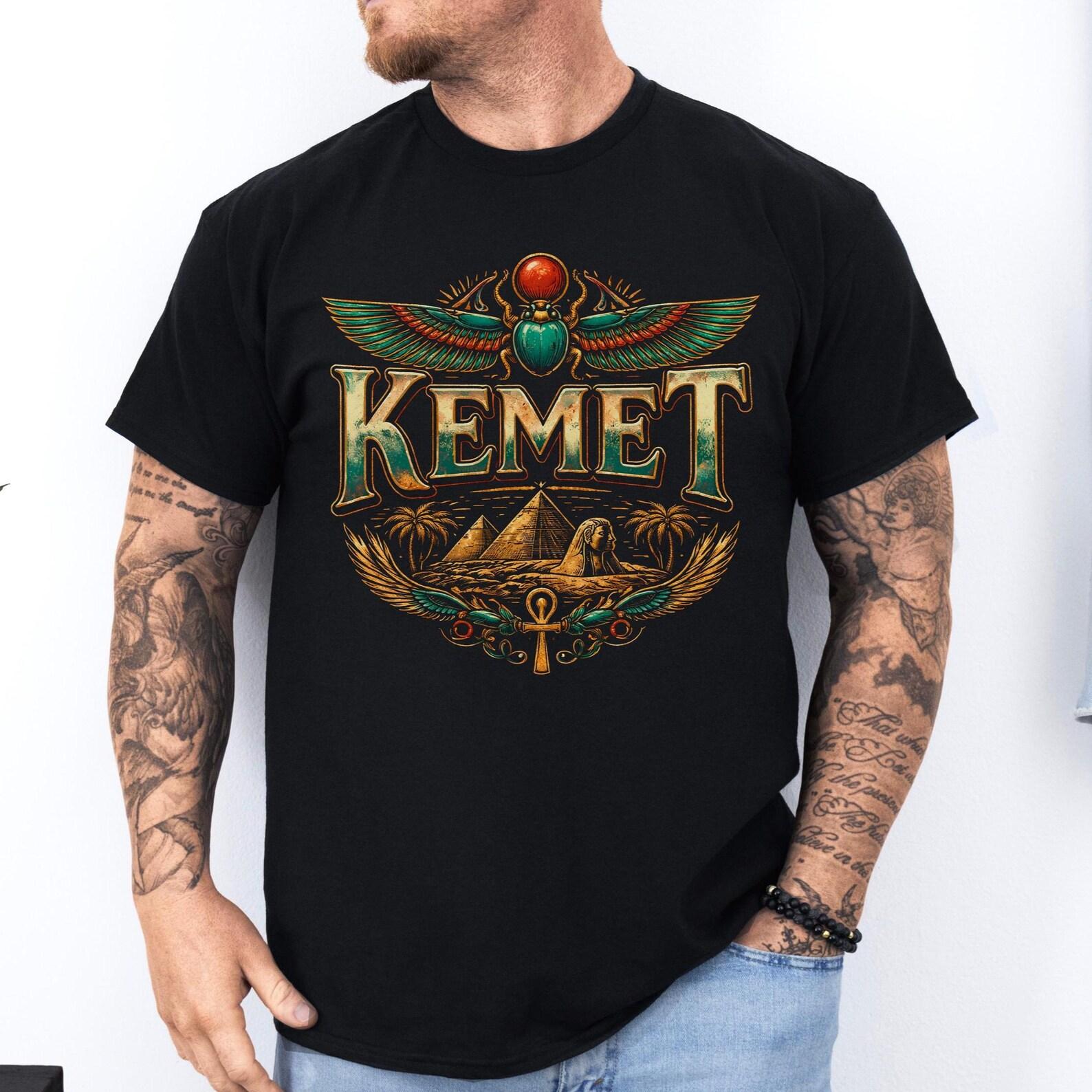 Kemet Shirt: Ancient Egypt T-Shirt | Egyptian Scarab Unisex Tee | Pharaoh Pyramid Shirt | Kemetic Apparel | Egypt Mythology Lover Gift S