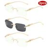 Protective Glasses 3pcs Fashion Rimless Metal Square Sunglasses Women Candy Color Design Sun Glasses Outdoor Shades Female UV400