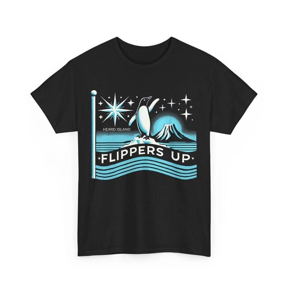 Heard Island Flippers Up Black TShirt Penguin Funny TShirt Gift For Fans S