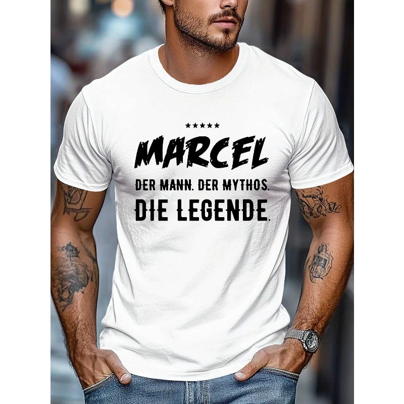 

Мужская черная футболка с принтом МАРСЕЛЬ МУЖЧИНА, МИФ, ЛЕГЕНДА - Повседневная летняя футболка, Обычный крой, Круглый вырез, Эластичная ткань S белый