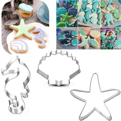 3Pcs/Set Cookie Mold Marine Organism Shape Ornamental Easy To Release Seahorse