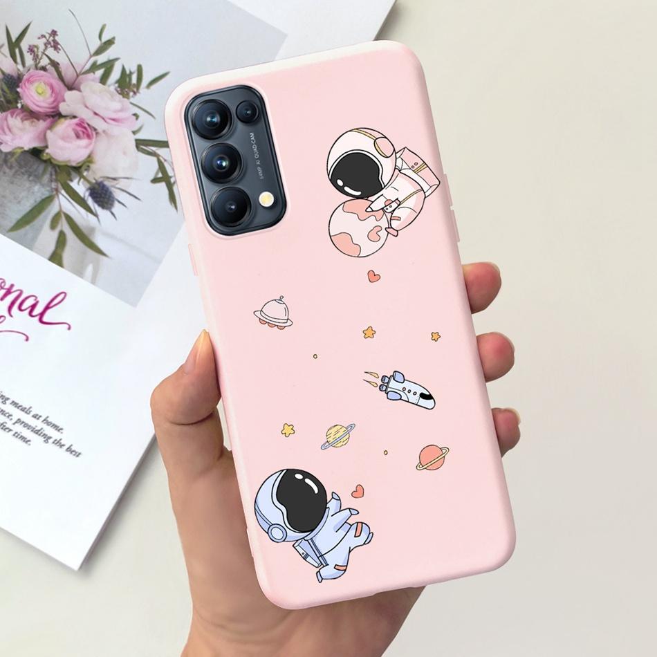 For OPPO Reno5 Pro 5G 4G Reno5 Phone Case Reno 5 5Pro CPH2201 CPH2145 Cute Cat Cartoon Candy Color Soft Silicone TPU Back Cover