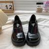 Damen Slipper Plateau Sohle Ein-Riemen Schnalle Blockabsatz Kleine Lederschuhe Kleid Büro Große Größe 2025 Damenschuhe