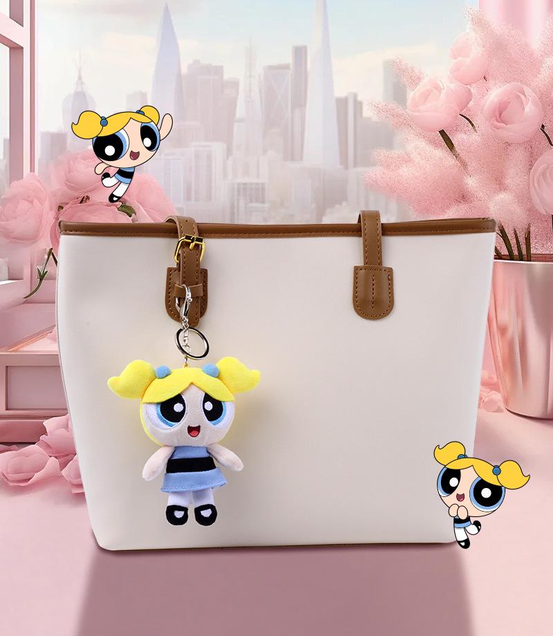 Powerpuff Girls Bubbles Plush Keychain - Cute Cartoon Doll for New Year Gift