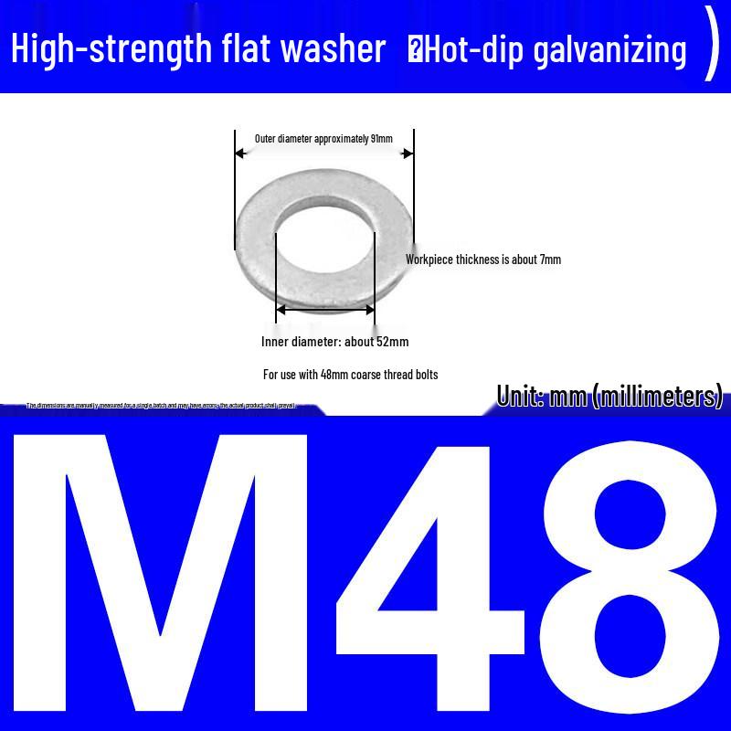 Thickened Hot-Dip Galvanized Washer & Nut Set with Spring Washers, M6-M42