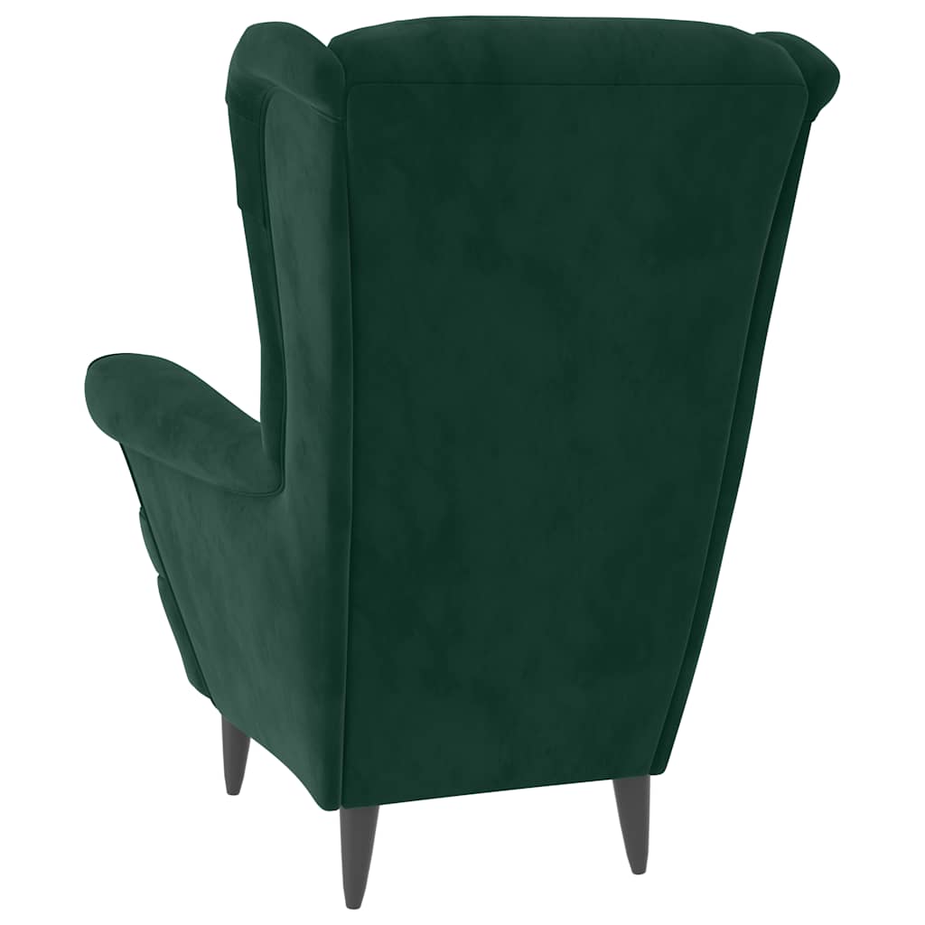 Vidaxl Armchair with Footrest, Dark Green, Upholstered In Velvet