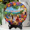 2D Flat, 1pc Round Cinco De Mayo Aluminum Hanging Sign, Colorful Mexican Fiesta Dancing Folk Flower Sombrero Design, Vibrant Metal Wall Decor