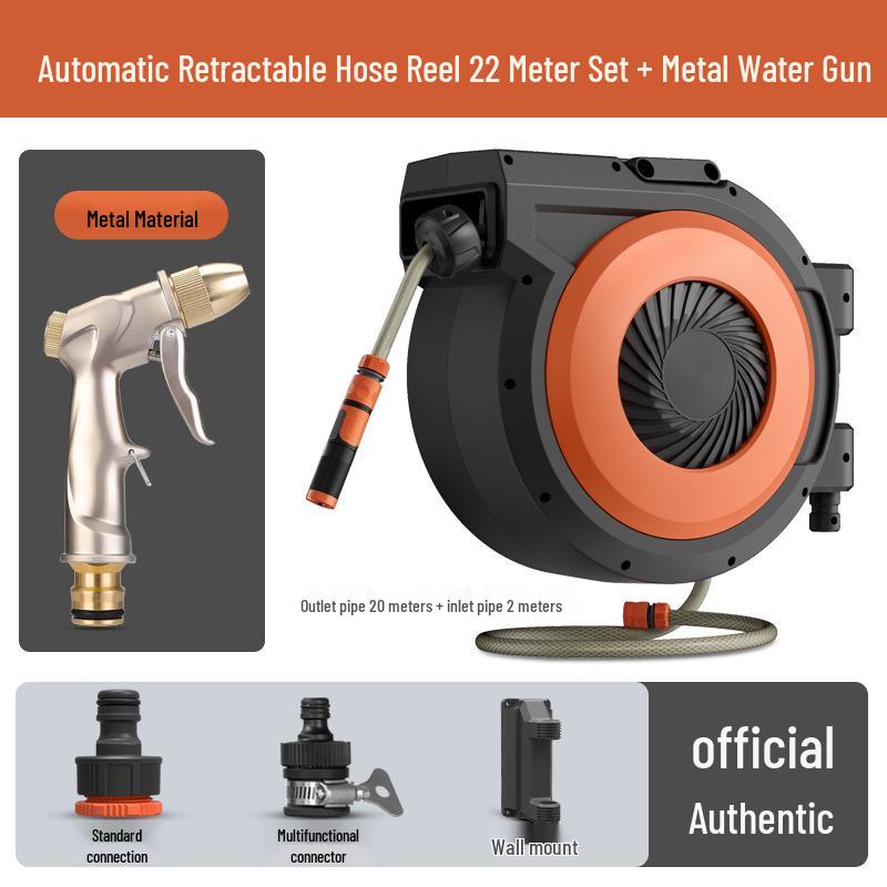 Automatischer Wandmontierter Einziehbarer Gartenschlauchaufroller mit Hochdruck-Wasserpistole zum Gießen, Autowaschen und Reinigen des Bodens