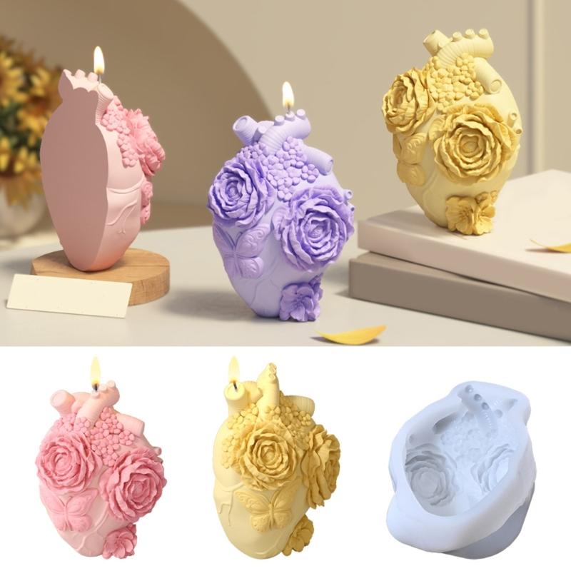 Silicone Molds Flower Heart Candle Molds Epoxy Resin Molds Soap Molds Castings Molds 3D Flower Plasters Molds