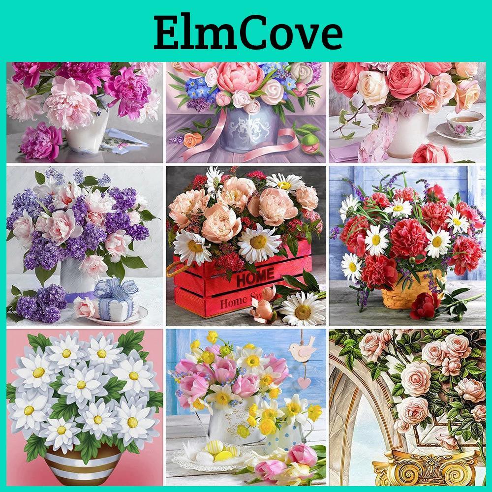 Peony Diamond Painting 5d Rhinestone Kit Diamond Embroidery Flower Full Round Drill Cross Stitch Needlework Home Decor
