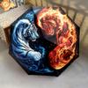 1 PC Automatic Folding Umbrella - Yin Yang Tiger Pattern, Portable & Foldable Design with 8 Ribs, Christmas Birthday Gifts
