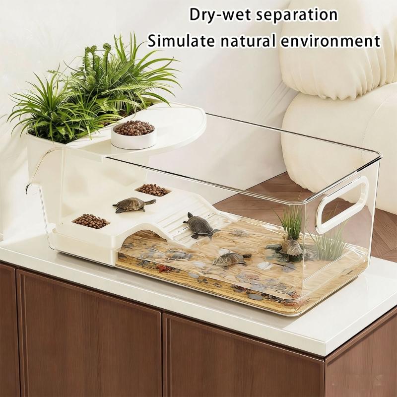 Turtles Enclosure Tanks With Layered Platforms Cave Wetland Simulation And 360 Degree Visibilities For Reptiles Pet