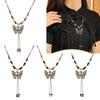 Vintage braune Seil-Handgefertigte Natursteinperlen Schmetterling Anhänger Halskette Für Liebhaber Frauen Pullover Kette Ästhetischer Schmuck