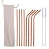 10 Pcs Metal Reusable 304 Stainless Steel Straws Straight Bent Drinking Straw with Case Cleaning Bru