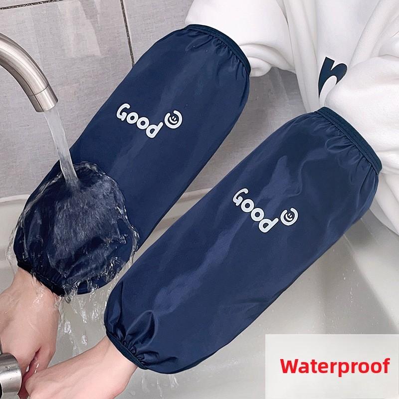 

Длинные водонепроницаемые мультяшные маслостойкие нарукавники для кухни, защищают от зимних пятен темно-синий