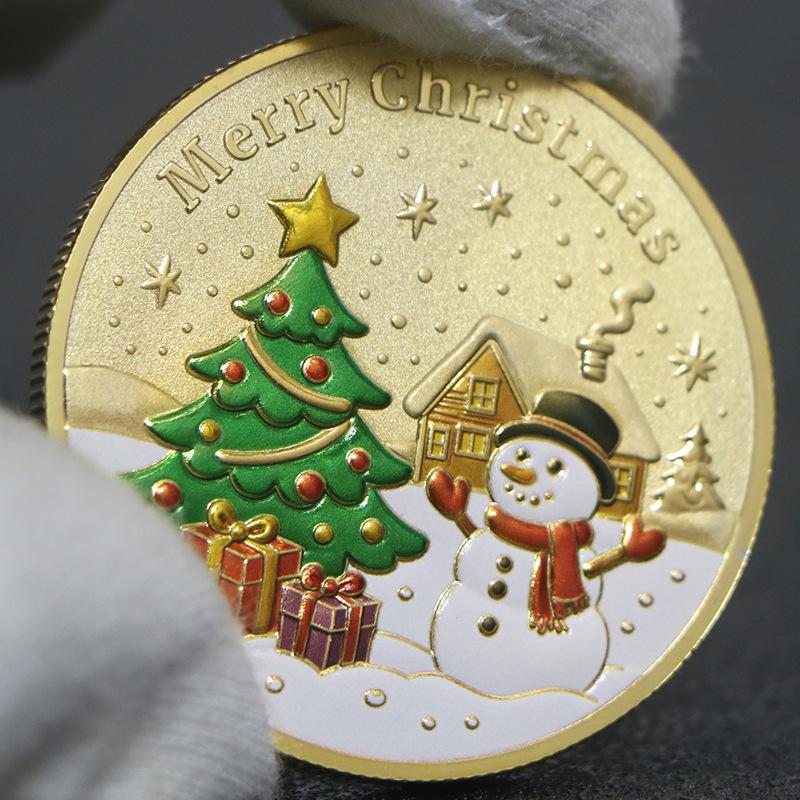 Santa Claus commemorative coins, reliefs, commemorative medals, metal crafts, gold coins, gifts, Christmas gifts