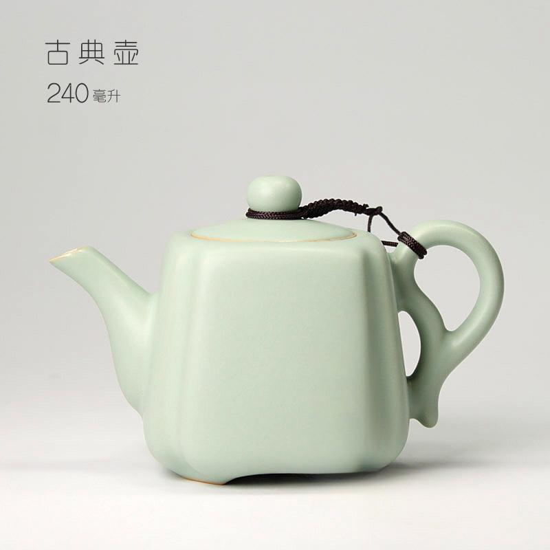 Celestial Green Ru Kiln Teapot High-grade Imitation Song Ru Porcelain Small Pot Retro Hand Grab Pot Ceramic Kung Fu Tea Set