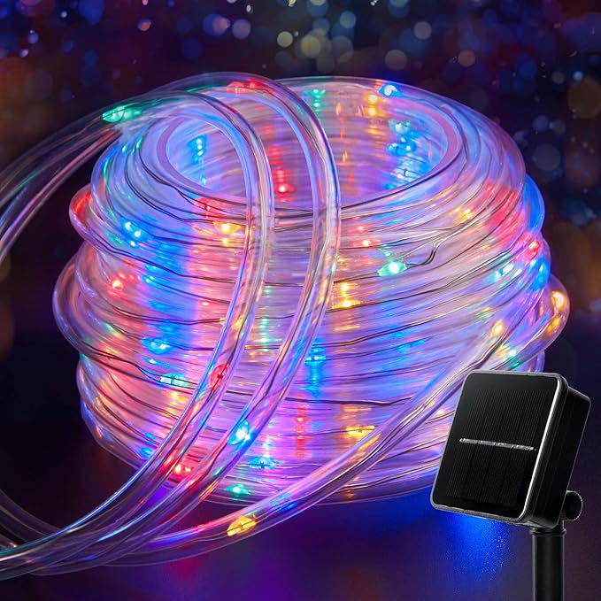 Waterproof LED Solar String Lights - Outdoor Copper Wire Rainbow Tube Decor
