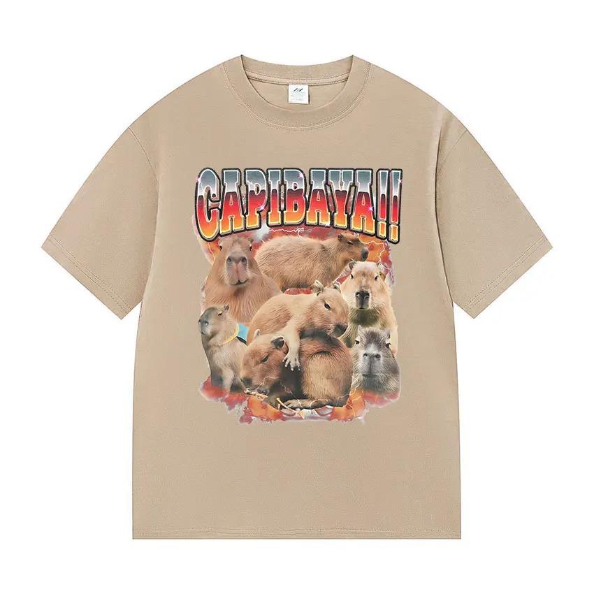 Capybara Meme Graphic Tee 100 Premium Cotton Vintage Washed Oversized Unisex Street Fashion Women And Men Tshirts
