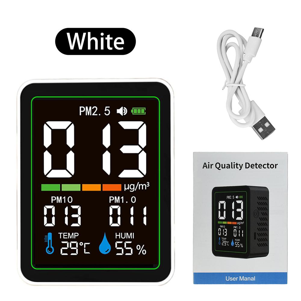 5-in-1 Air Quality Monitor Temperature and Humidity Monitor PM2.5, PM1.0, PM10 Infrared Dust Air Quality Monitor Type-C Port