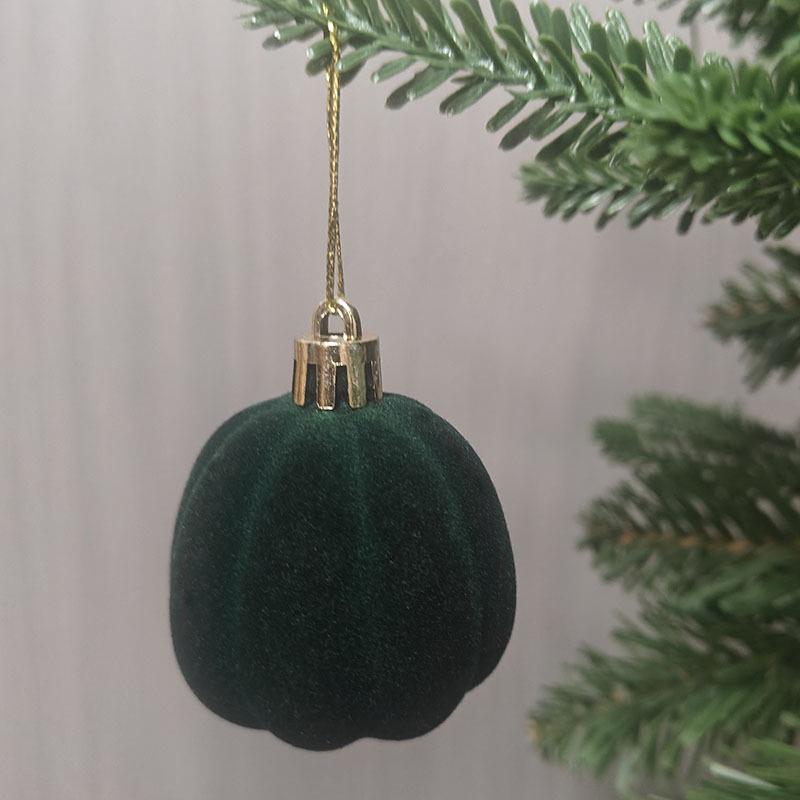 Cross-border Flocking Red Christmas Pumpkin-Shaped Ornaments - Irregular Plastic Tree Decorations