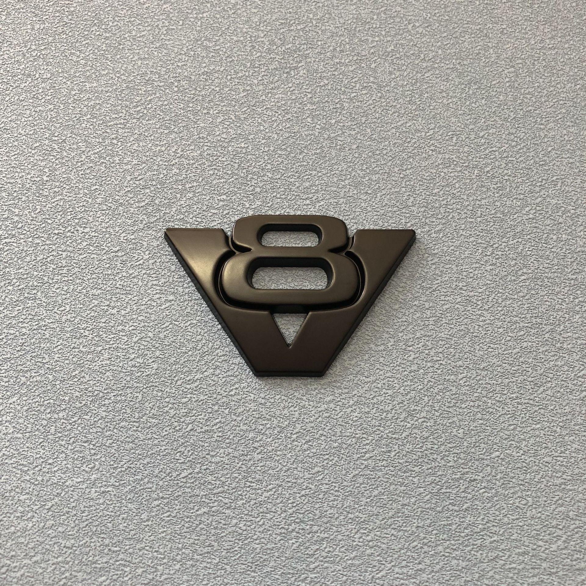 

New V6 V8 car stickers, car modification V6 displacement label 3D metal V8 large displacement logo tail label center grille label #6 чёрный