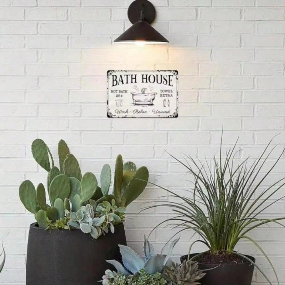 Vintage Tin Sign Farmhouse Bathroom Wall Decor Metal Plaque Rustic