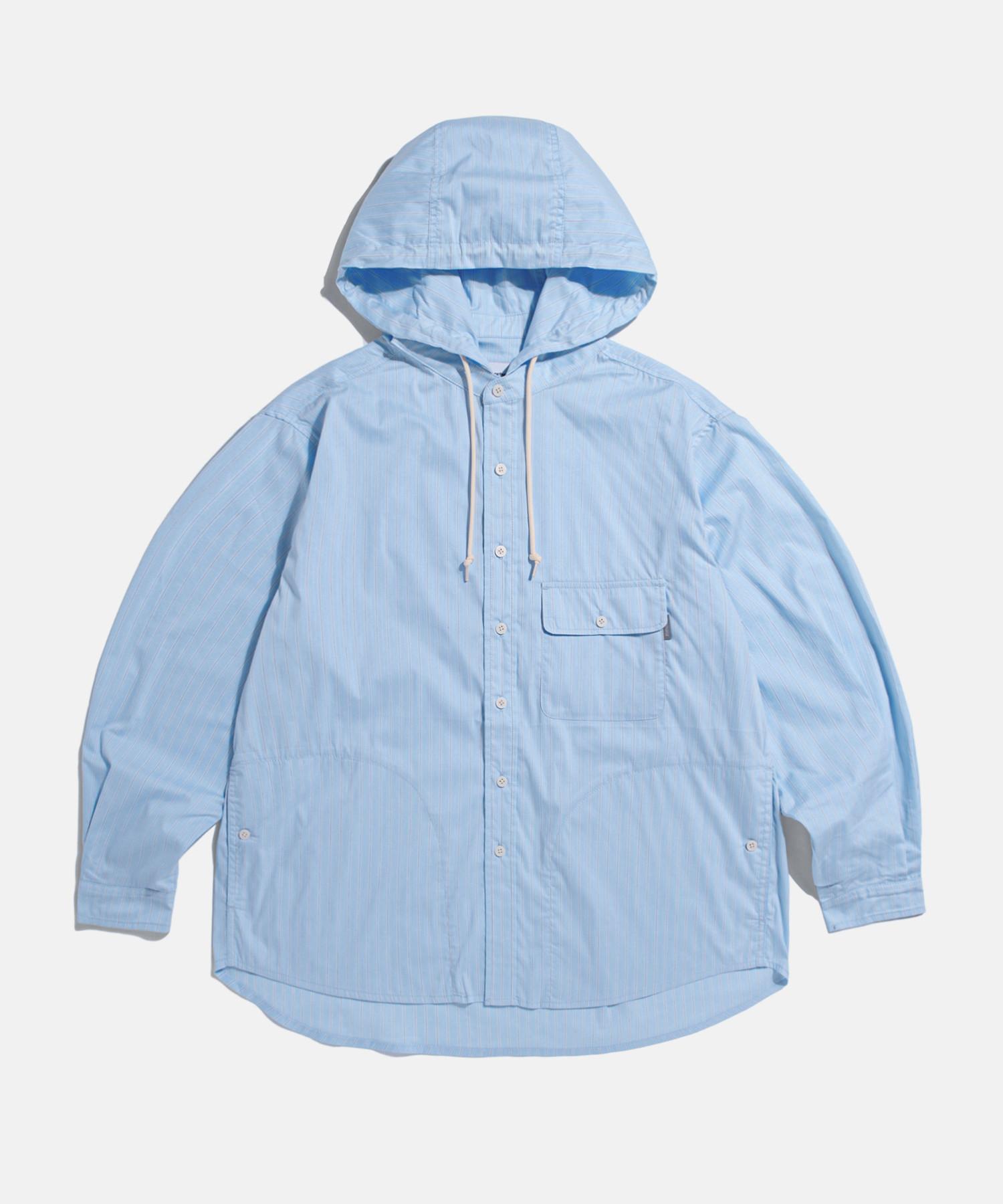 Espionage Hooded Over Shirt Jacket Blue Stripe M