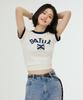 Seteo (W) Arch Logo Ringer Short Sleeve T-Shirt Cream