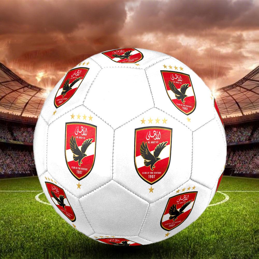 Al Ahly SC Size 5 Soccer Ball, Machine-Stitched PVC, Durable & High Bounce, All Ages Fit, Fan Merchandise, Matches & Outdoor Use.