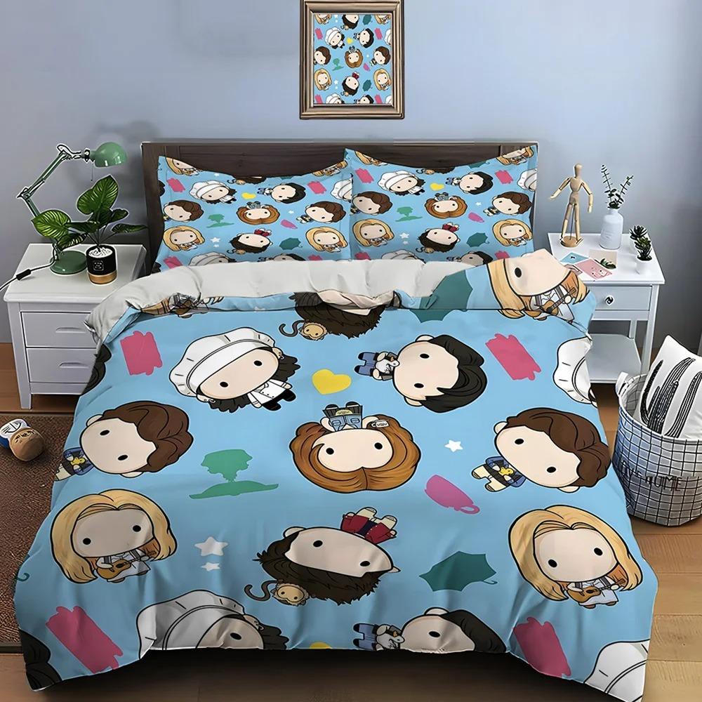 Funny Friends Print Bedding Set Duvet Cover 1 Duvet Cover 2 Pillowcases Adult And Children Bedding Set Luxury TV Show Pattern