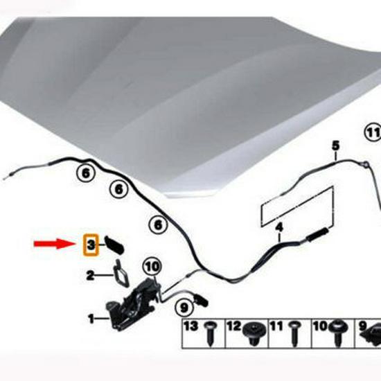 BMW 5 Series F18/F18LCI Hood Lock Latch Trim (Part #51237247079)