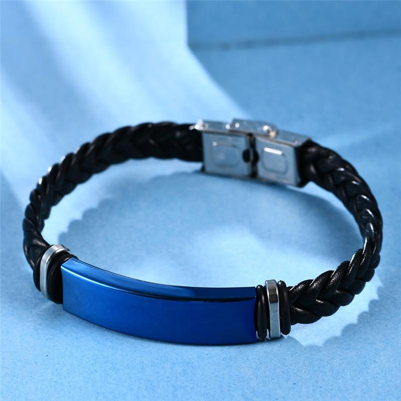 ZORCVENS New Fashion Personalized Stainless Steel Charm Bracelets Genuine Leather Braided Rope Men Bracelet Custom