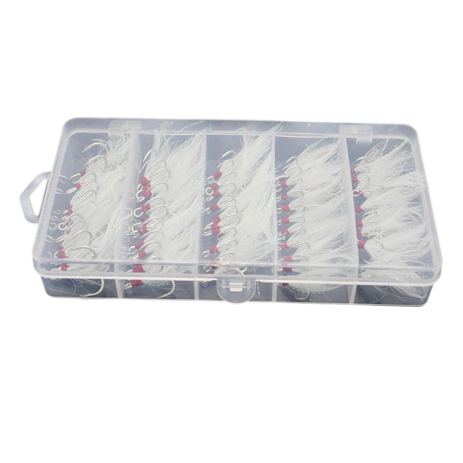 

50pcs Feathered Treble Hook Fishing Tackle Accessory Strong Pull Baits Fishing Hook Dressed Hook for Spinner Crankbait 1