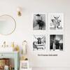 NIIORTY Funny Highland Cow Bathroom Wall Art, Vintage Black and White Rustic Style Canvas Prints for Bathroom Restroom Farmhouse Decor, 4-Set (8"x10"
