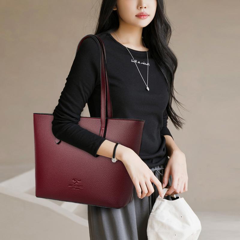 Geantă Tote la Modă și Minimalistă, Geantă de Umăr de Mare Capacitate, Geantă Tote Retro, Geantă de Mână pentru Femei, Geantă de Umăr Casual pentru Cumpărături