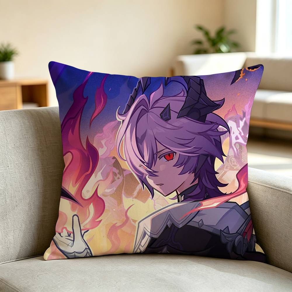 D-Durin Genshin Impact Pillow Case Square Double-Sided Sofa Cushion Cover Bedroom Bedside Pillow
