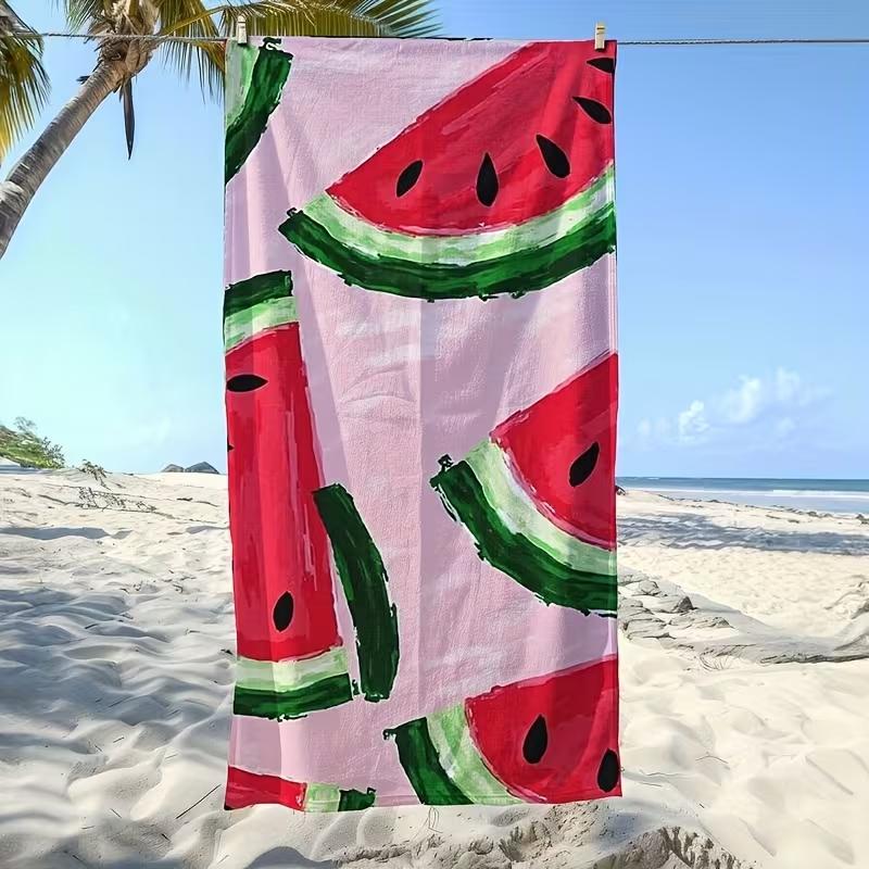 Telo Mare Stampa Strisce Geometriche Anguria Asciugatura Rapida Senza Sabbia Assorbente per Spiaggia Estiva Piscina