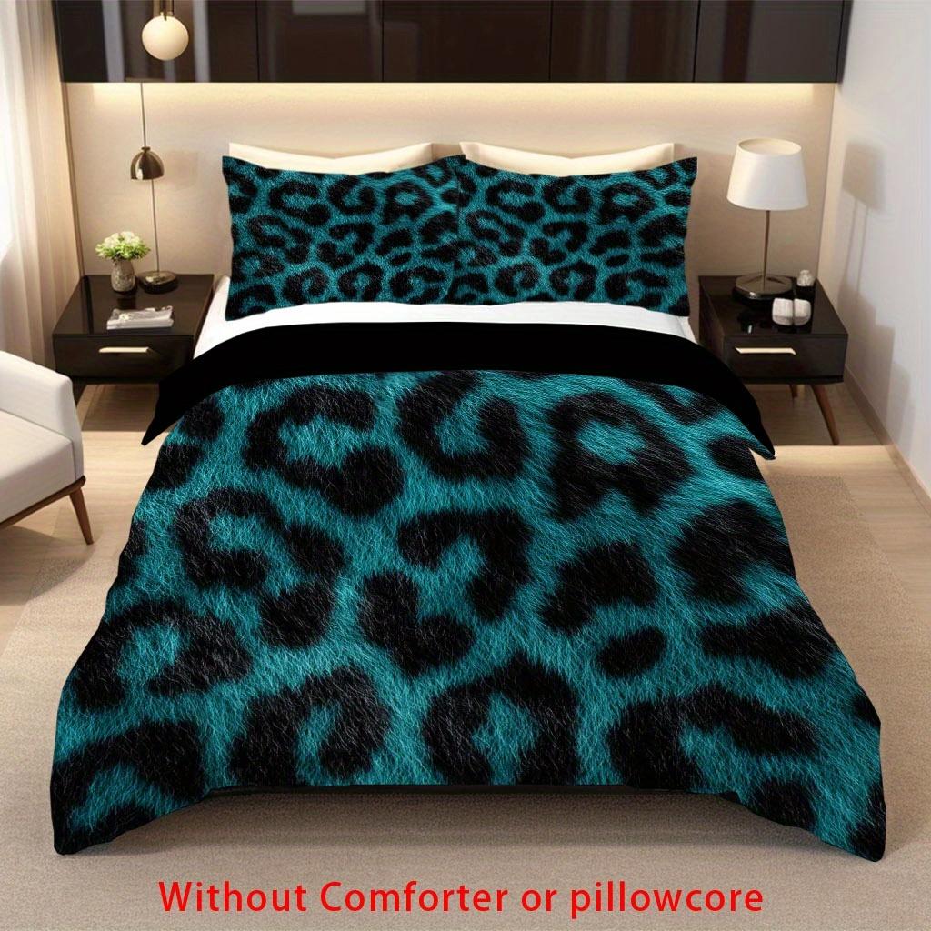 Set Copripiumino 3 Pezzi, Design Tematico Stampa Finta Leopardo Con Stampa Digitale Spazzolata Ultra-Morbida 3D, Set Copripiumino Biancheria da Letto