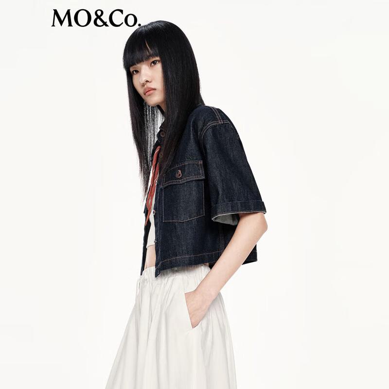 MO&Co. Women's Raw Denim Boxy Short Jacket