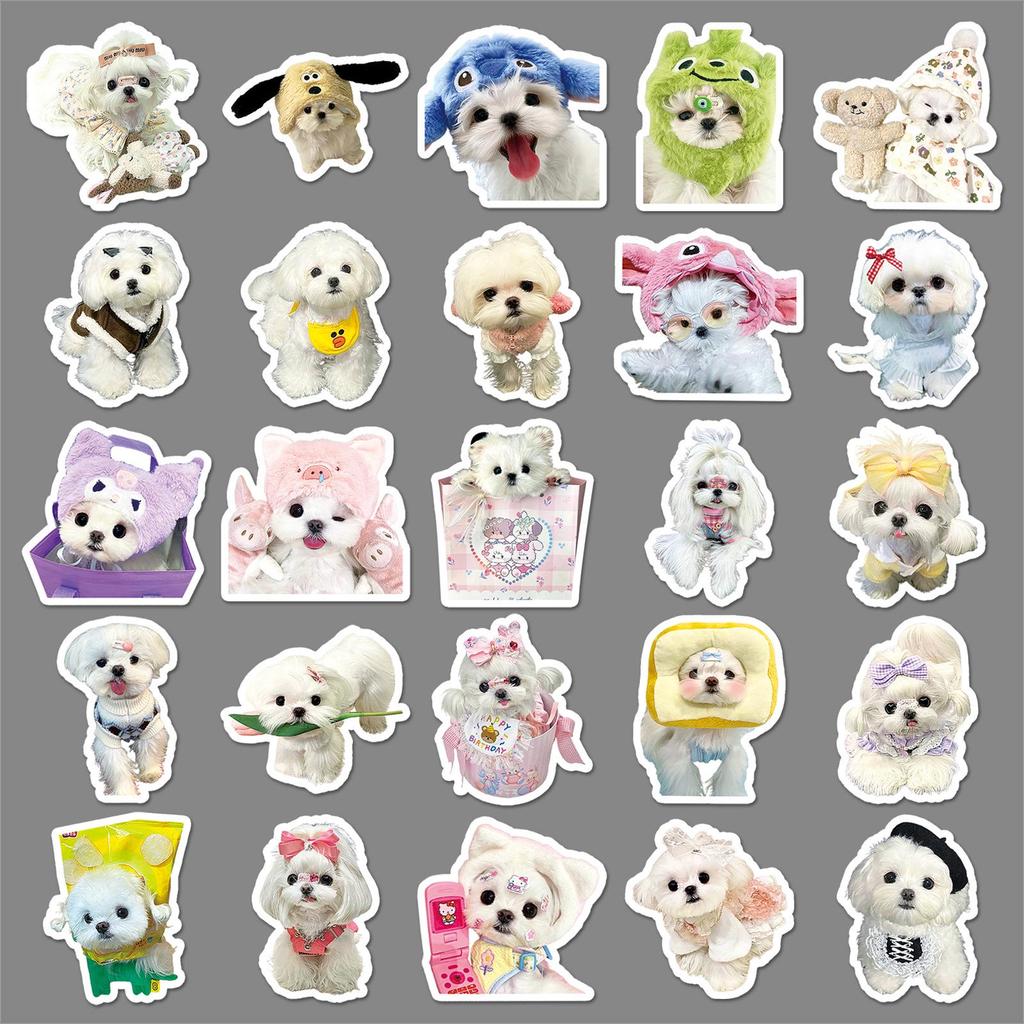50 Pcs Waterproof Maltese Puppy Angel Stickers for Decoration