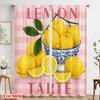 2 Stück 2D Flachdruck Vorhänge Zitronentarte Schüssel Zitrus Polyester Ohne Strom Festliche Vorhänge für Feiertagsdekoration