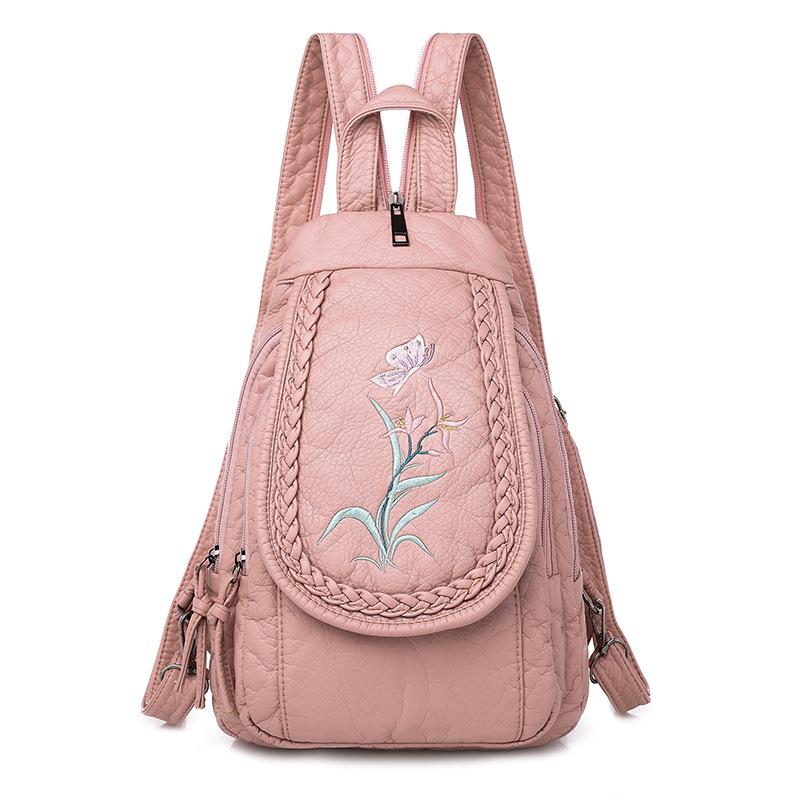 Bestickter Leder-Rucksack mit Blumenmuster: Brusttasche im nationalen Stil zum Einkaufen und Reisen