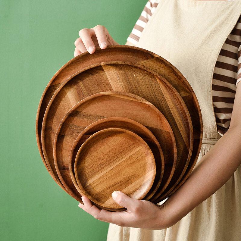 Acacia Wood Round Serving Tray
