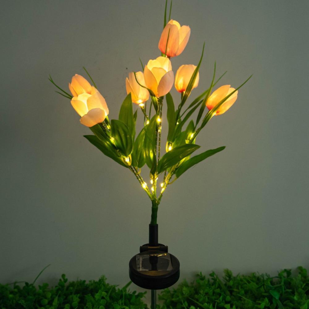 

7 Head Tulip Flower Outdoor Solar Lights LED Lights Solar Landscape Light Pathway білий
