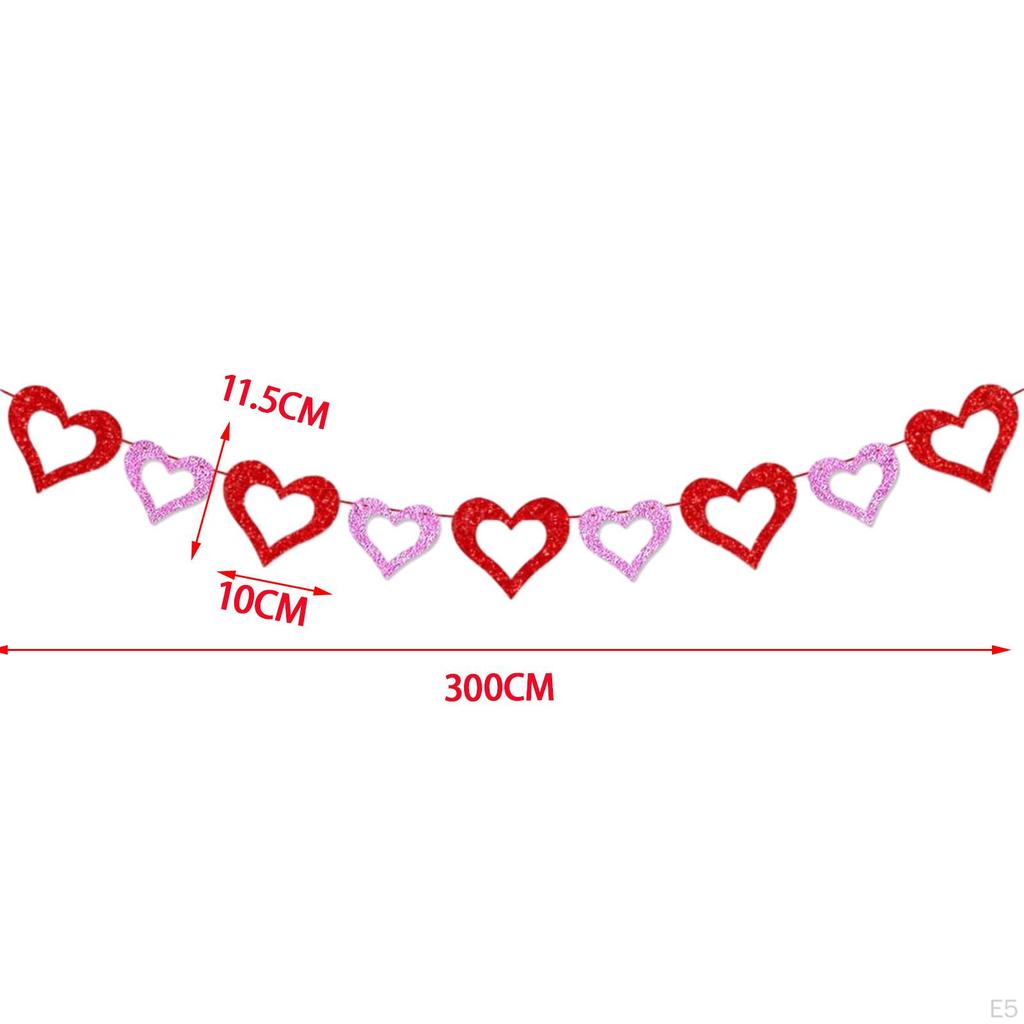 Happy Valentines Day Banner Paper Heart Garland Hanging Streamer for Party Decoration Bridal