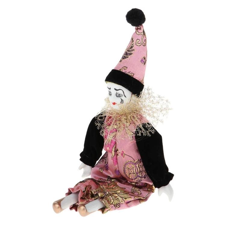 Handbemalte Keramik Clownpuppen Figur Nostalgische Heimdekoration Halloween Weihnachtsgeschenk Sammlerstück Schreibtischdekorationen