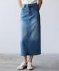 HYFVE Cotton Back Slit Washed Denim Long Skirt