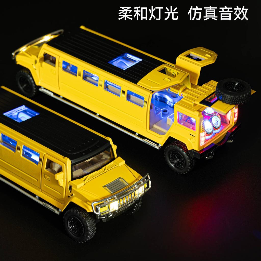 1:32 Alloy Lengthen Limousine Car Model Metal Diecasts Vehicles With Sound Light Pull Back Car Collection Toys Kids Gifts